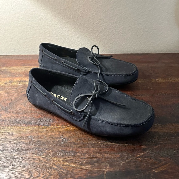 Coach men’s black suede‎ driving mocs size 10D - Picture 1 of 16